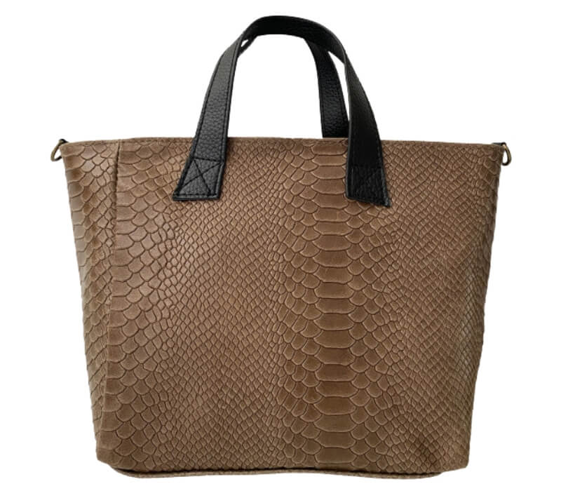 Taupe shopperka torebka croco skóra